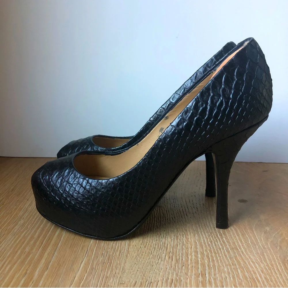 Giuseppe Zanotti snake embossed black peep toe platform shoes sz 36//6USpricefir